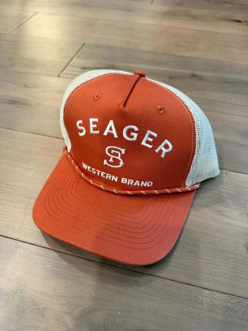 Seager Branded Orange Trucker Snapback Hat